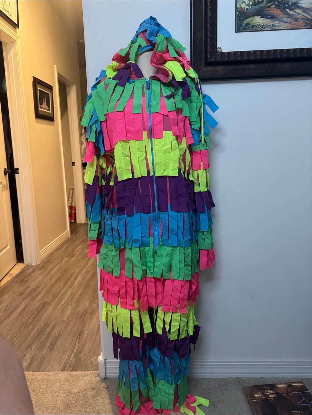 Tipsey Elves Pinata Fringe Hoodie Jumpsuit Multicolor- Size L